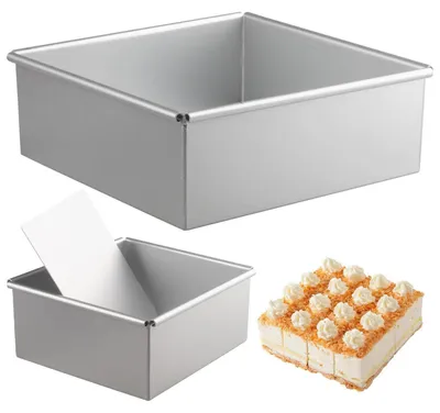 Obrázok produktu pre Štvorcová forma na pečenie, hranatá forma na pečenie, sada 2 kusov, 8 palcov a 6 palcov, hliník s eloxovaným povrchom