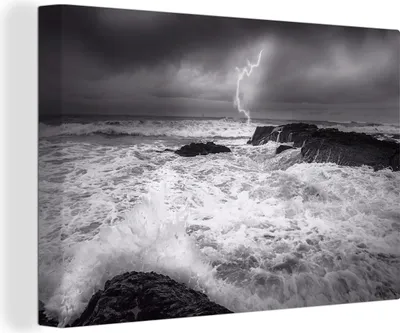 Produktbild von OneMillionCanvasses® - Leinwandbilder - 150x100 cm, Sturm auf See Fotodruck, Wandbilder Kunstdruck Wanddekoration