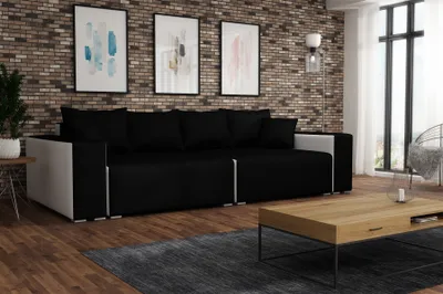 Produktbild von Big Sofa Couchgarnitur REGGIO Megasofa mit Schlaffunktion Weiss-Schwarz