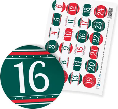 Produktbild von itenga 24x Zahlensticker Z54 Klassisch Mix 1-24 I 2,0cm