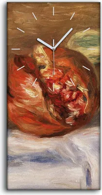 Produktbild von Wanduhr Uhr Wandbild Leinwand Quarz 30x60 Gemälde Früchte Granatapfel Kunst - weiße Hände