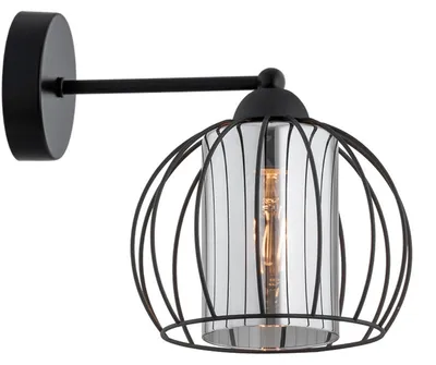Produktbild von KAR-LIGHTING Wandleuchte 1-flammig Schwarz, Metall – 1x E27 – für Flur Wohnzimmer Schlafzimmer – dezente Wandlampe