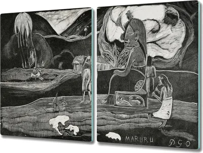 Produktbild von Coloray Kochplattenabdeckung Herdabdeckplatte 2x40x52 cm Hackbrett Schneidebrett Küchenbrett - Maruru Gauguin
