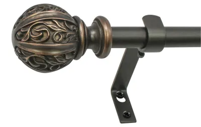 Produktbild von Decopolitan Blattkugel Gardinenstangen-Set, 1,6 cm, Metall, Vintage Bronze, 48 t