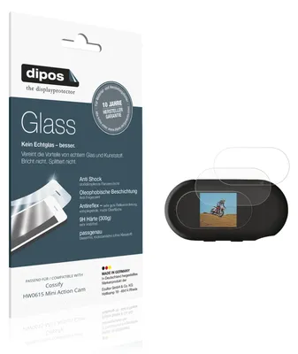 Produktbild von 2x Schutzfolie für Cossify HW0615 Mini Action Cam matt - Anti-Shock 9H Folie dipos Glass Kunststoffglas