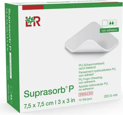 Produktbild von Suprasorb P PolyurethanSchaumv.nicht klebend 7,5x7,5cm ste 10 St