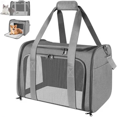 Image de Sac de transport Unyqoos® pour chats et petits chiens – pliable, respirant, 45 x 30 x 30 cm, jusqu'à 6 kg, en polyester déperlant et en mesh, avec des sangles rembourrées