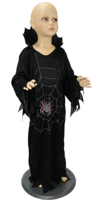 Produktbild von Mädchen Spinnen-Lady Kostüm (Halloween Hexen Robe) Größe: 116-122