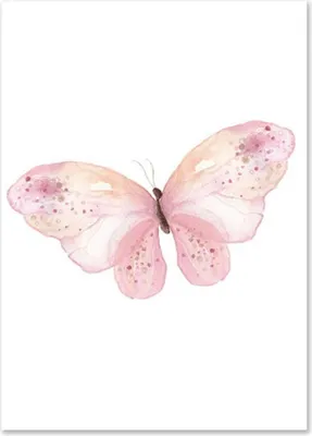 Produktbild von TPFLiving Kunstdruck LW-1037 (OHNE RAHMEN) Poster - Leinwand - Wandbild - Hochauflösender Giclée-Druck, langlebig und hochwertig - Rosa Schmetterlinge für Kinderzimmer - Auch im 3er Set - Größe: 21x30cm