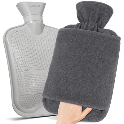 Immagine prodotto di Borsa dell'acqua calda in fleece - Borsa dell'acqua calda - 2 litri - Grigio