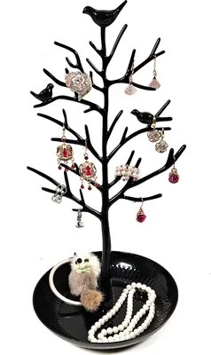 Produktbild von Vögel auf Baum Schmuckständer Schmuckhalter Schmuckdisplay Ohrringständer Metall schwarz