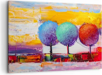 Produktbild von Bild auf Leinwand - Leinwandbild - Bäume Wiese Sommer - 120x80cm - Wand Bild - Wanddeko - Leinwanddruck - Bilder - Kunstdruck - Wanddekoration - Leinwand bilder - Wandkunst - AA120x80-4110