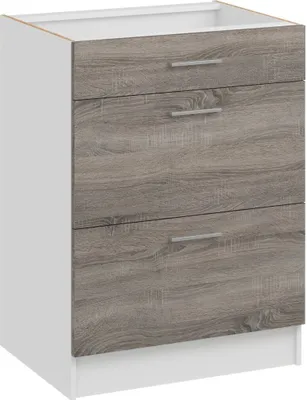Produktbild von Roe Furniture | Küchenunterschrank 60 cm - DunkelSonoma - Dunkelbraun - 3 Schubladen - Ohne Arbeitsplatte - Unterschränke Küche - Küche - DS63