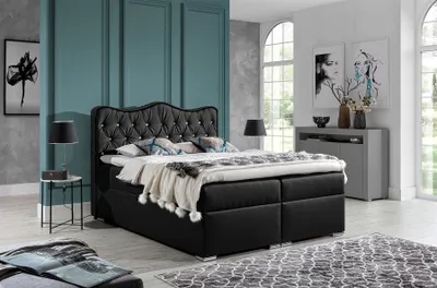 Produktbild von Boxspringbett Schlafzimmerbett SAHAN 160x200cm Kunstleder Schwarz