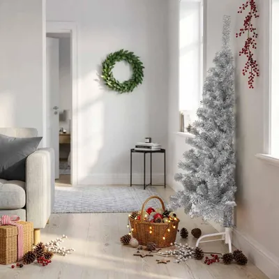 Image de vidaXL Semi-sapin de Noël artificiel avec support Rose 150 cm PVC
