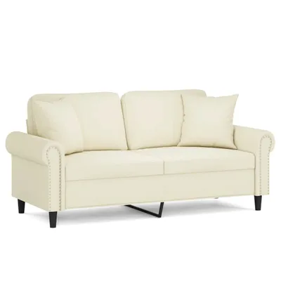 Produktbild von vidaXL 2-Sitzer-Sofa mit Zierkissen Creme 140 cm Samt