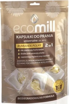Zdjęcie produktu dla EcoMill Kapsułki do prania uniwersalne Rumianek polny 2w1, 30 sztuk