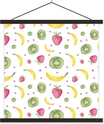 Produktbild von MuchoWow® Textilposter Obst - Aquarell - Weiß 40x40 cm mit schwarzem Rahmen - Fotos