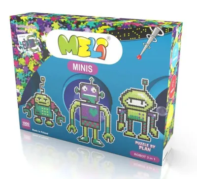 Produktbild von Meli Minis Robot 3in1 Konstruktionsbausteine-Set – 1000 Teile inkl. Spielmatte