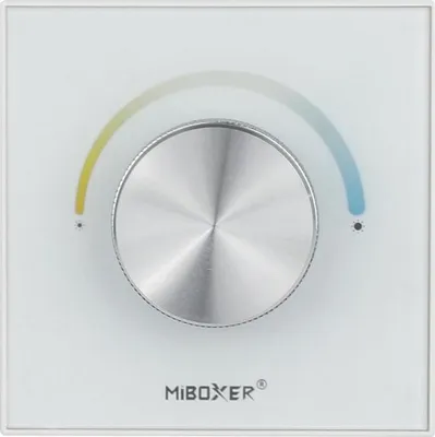Produktbild von MiBoxer P0 LED Drehregler-Wandpanel Weiß – 2-in-1 Controller für CCT  und  einfarbige LED Streifen, 2,4 GHz Funk, 12 A