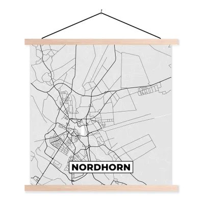 Produktbild von MuchoWow® Textilposter Deutschland - Stadtplan - Stadtplan von Nordhorn - Deutschland 60x60 cm mit holzfarbenen Rahmen - Wanddekoration