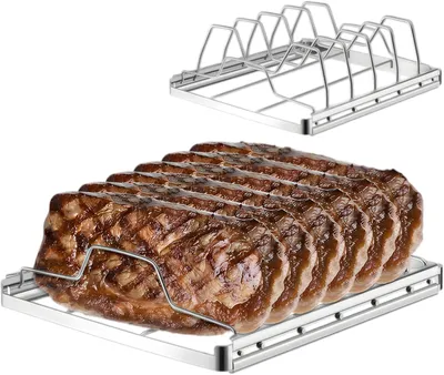 Obrázek produktu pro Nerezové držáky na maso, určené k grilování a kouření, ideální pro spareribs, příslušenství pro grilování