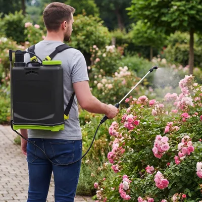 Produktbild von Schwarzer Druck-Rucksacksprühgerät Für Den Garten, 20 L, Mit Sprühdüse Und Düsen