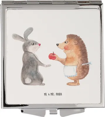 Produktbild von Mr. & Mrs. Panda Schminkspiegel Hase Igel - Weiß - Geschenk, Taschenspiegel, Trösten, Herzschmerz, und, Quadratischer Spiegel, Lustige Sprüche, Kosmetikspiegel, Kleiner