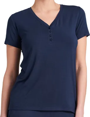 Produktbild von Schiesser Damen T-Shirt Knopfleiste Gr. 44 blau