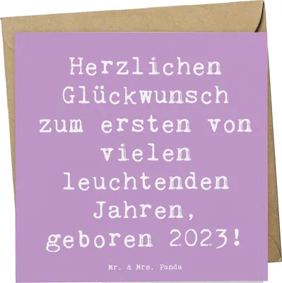 Produktbild von Mr. & Mrs. Panda faltkarte Spruch 2023 Geburtstag - Lavendeltraum - Geschenk, Happy Birthday, Geburtstagswünsche, Glückwunsch, geboren, doppelkarte, anlasskarte