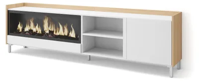 Immagine prodotto di Mobili TV effetto legno Bianco Rovere 212x35x61cm camino effetto fuoco