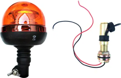 Produktbild von Orange LED Rundumleuchte Warnleuchte 45 LED 12V 24V R65 R10 E9 doppelter Blitz mit Aufsteckrohr