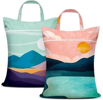 Produktbild von 2 Stück Großer Wäschesack Reise,Wetbag Nasstasche, Wäschebeutel mit Griff & Reißverschluss, Waschbar,Schmutzige Kleidertasche für Reisen, Badeanzug, Workout-Tasche für Fitnessstudio, Nasse Kleidung