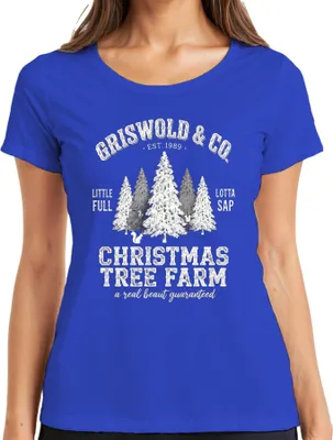 Produktbild von Christmas Tree Farm Griswold Est 1989 Weihnachtsbaumfarm Familie Damen T-Shirt, Blau, L