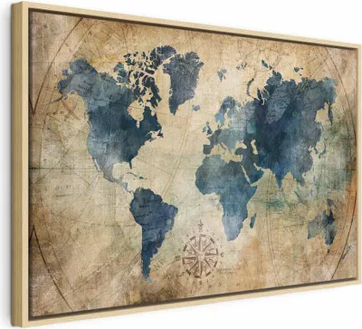 Produktbild von Italienischer Leinwand Leinwandbild - Retro Map (1 Part) Wide 60x40 cm Karten k-A-0415-b-a