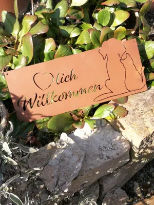Produktbild von Edelrost Spruchschild Tierisches Willkommen