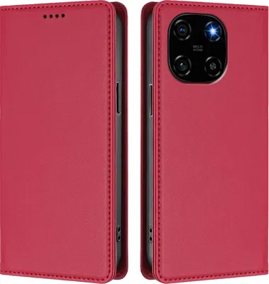 Image de Étui en cuir pour Blackview Color 6, étui à rabat magnétique en cuirPolyuréthaneavec support, rouge