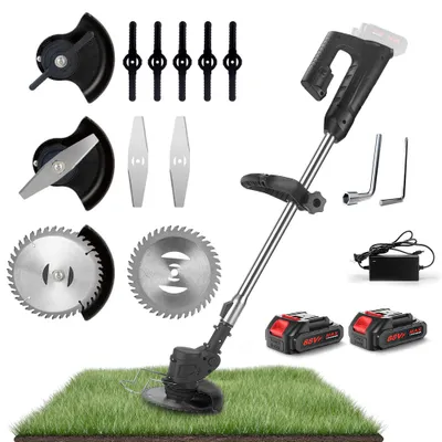 Produktbild von Akku-Rasentrimmer 21V mit 2 Batterie, Freischneider, Motorsense, mit Akku und Ladegerät, Teleskop-Stiel & Zusatzhandgriff
