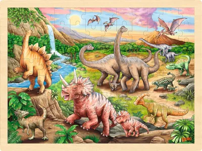 Zdjęcie produktu dla Goki Drewniana układanka Dinozaur, 96 elementów.