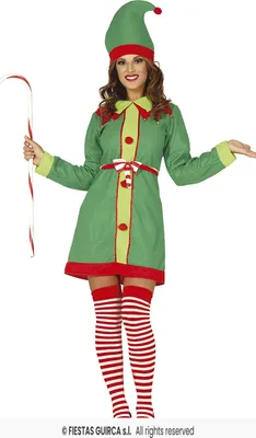 Produktbild von Weihnachts-Elf Kostüm für Damen - Rot und Grün Gr. M - L, Größe:L