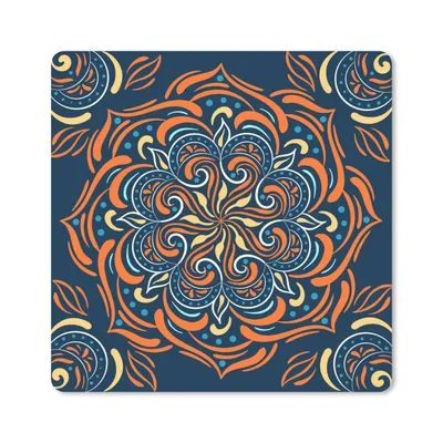 Obrázok produktu pre Podložka pod myš - Mandala - Oranžová - Vzory - 20x20cm - Rohožka pod myš