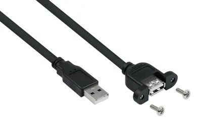 Obrázek produktu pro kabelmeister USB2.0 Verlängerung A-St.-Einbaub.A schw. 1m