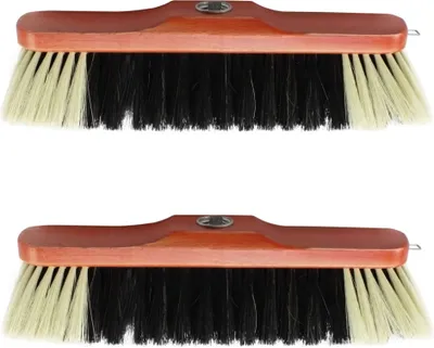 Produktbild von com-four® 2x Zimmerbesen ohne Stiel mit Schraubgewinde - Stubenbesen mit Rosshaarmischung - Rosshaarbesen aus Buchenholz - ca. 30 cm