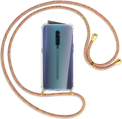 Produktbild von Handykette Backcover-Schutzhülle mit Band (Metall goldfarben) für Oppo Reno2 - Rainbow