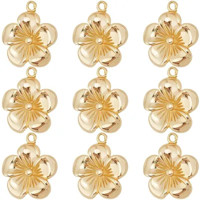 Productafbeelding van 10 Stuks Gouden Bloem Charms voor Sieraden Maken