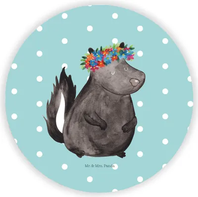 Produktbild von Mr. & Mrs. Panda magnet Stinktier Mädchen - Türkis Pastell - Geschenk, Namaste, rundmagnet, Magnetpin, Kühlschrank, pinnwand, Wildtier, Skunk, für, Yoga, Raubtier