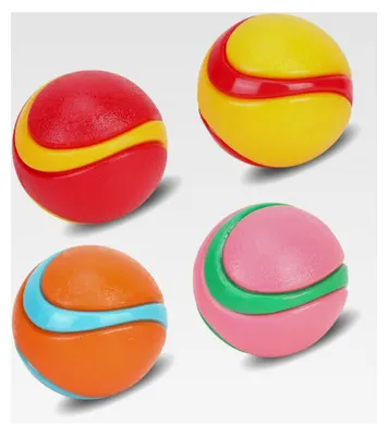 Produktbild von 4 Stück Unzerstörbare, Quietschende Hundebälle - Gummi Kauspielzeug mit Hoher Sprungkraft, Interaktives Schwimmendes Spielzeug