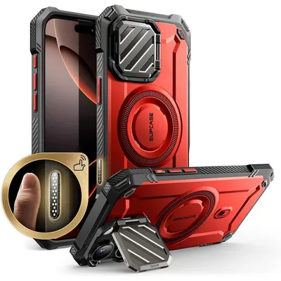 Produktbild von Schutzhülle mit Kameraschutz und Ständer für iPhone 16 Pro Max 6.9'' Rot