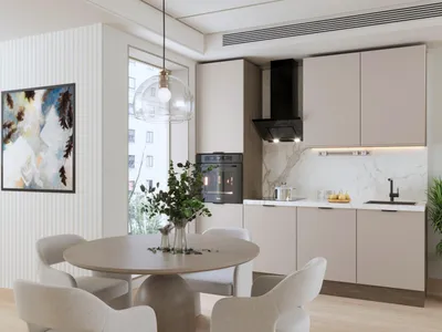 Produktbild von Küchenzeile 240 cm Livaro – KU-S26 – Beige / Dunkle Eiche Ohne Arbeitsplatte & Elektrogeräte Einbauküche Küchenblock