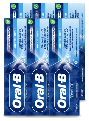 Produktbild von 6 x Oral-B 3D White Arctic Fresh Tandpasta - 75 ml - Vorteilspackung - 6 Stücke